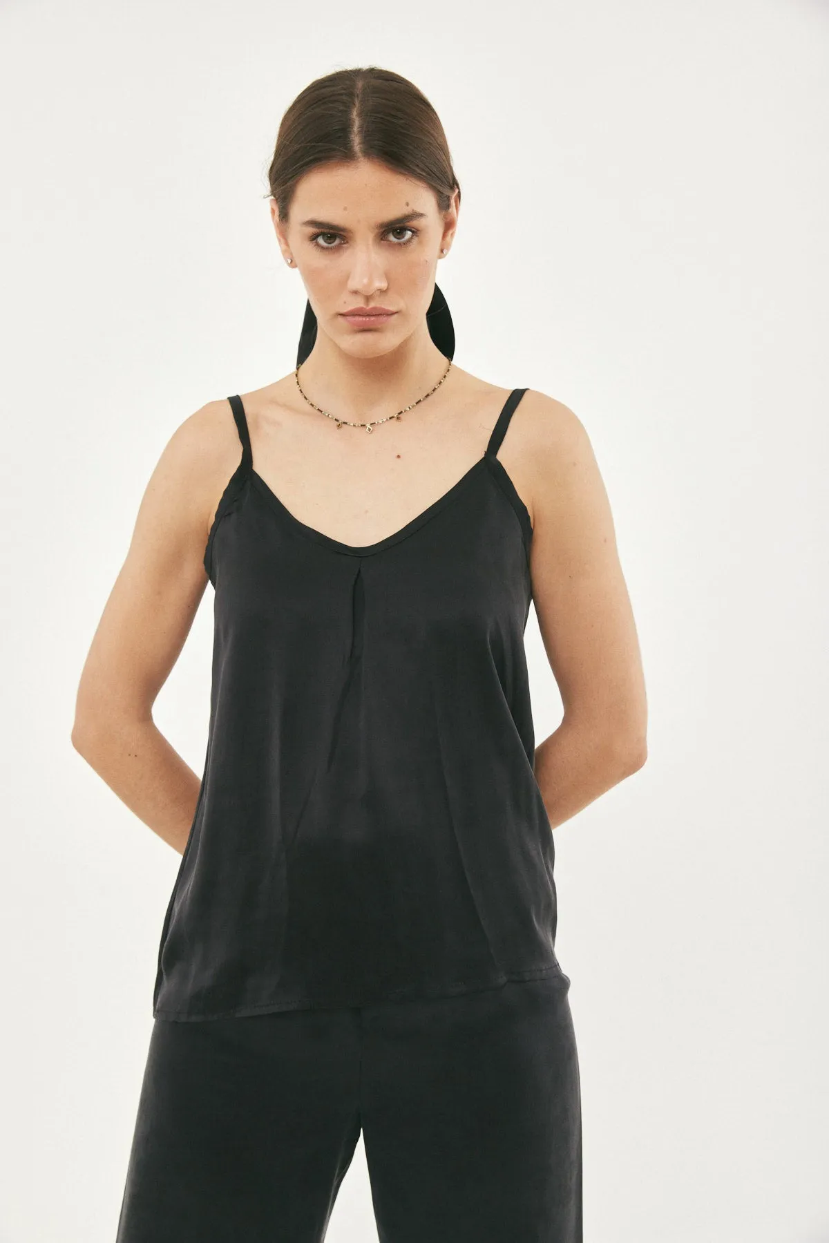 ZOE BLACK SILK TANK