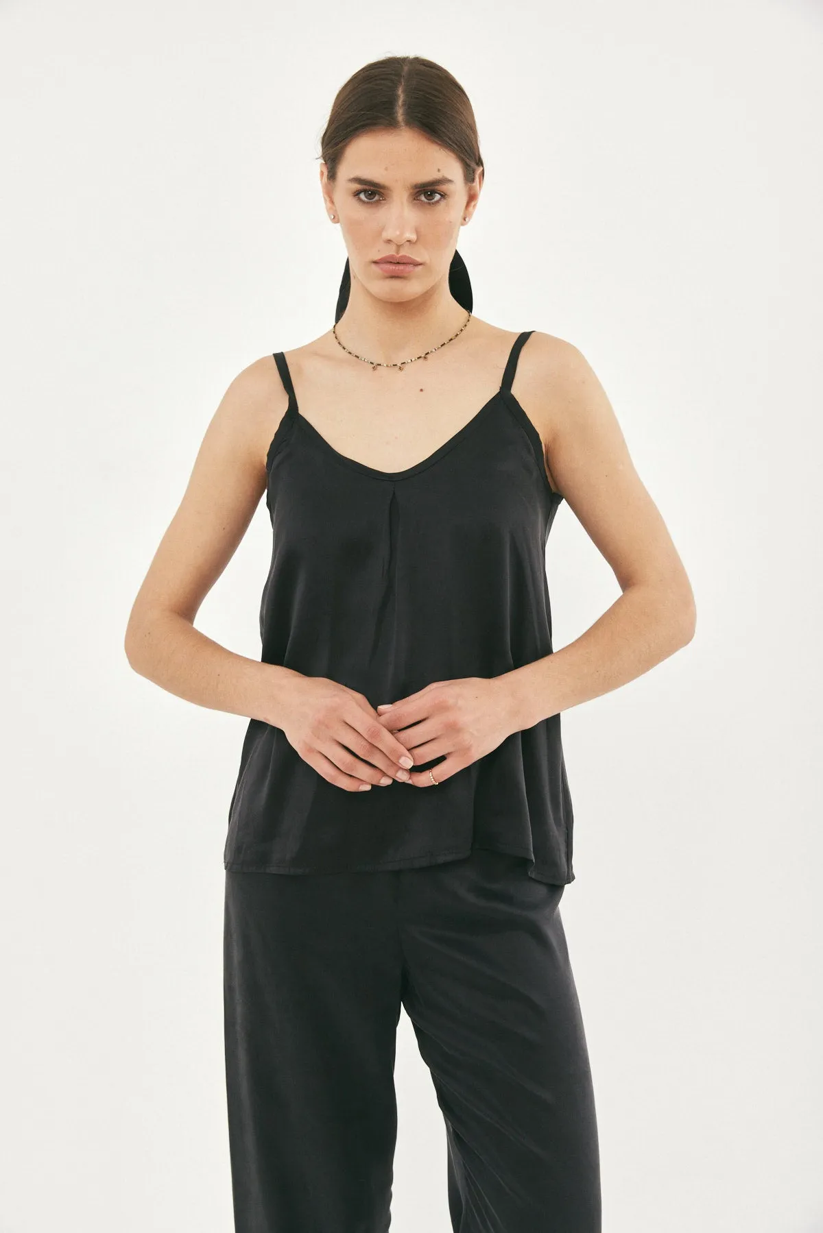 ZOE BLACK SILK TANK