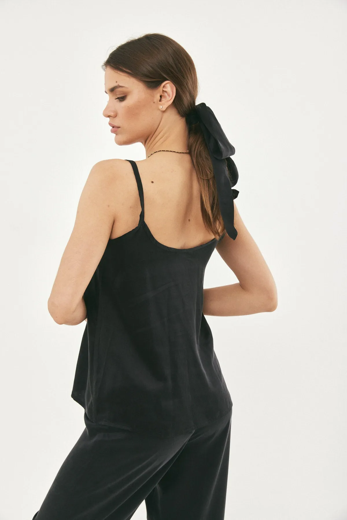 ZOE BLACK SILK TANK